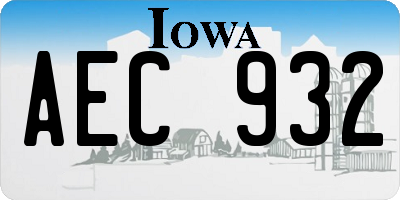 IA license plate AEC932