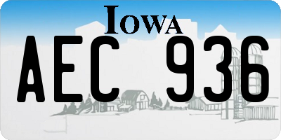 IA license plate AEC936