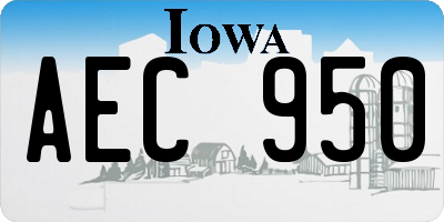 IA license plate AEC950