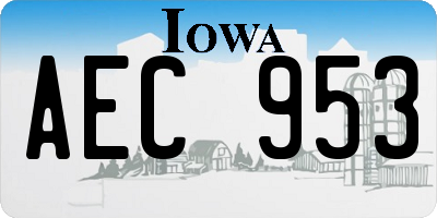 IA license plate AEC953