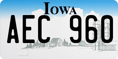 IA license plate AEC960