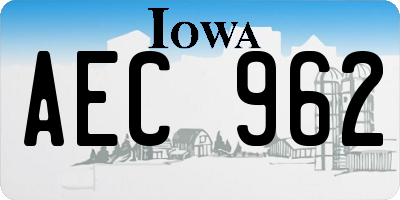IA license plate AEC962