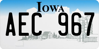 IA license plate AEC967