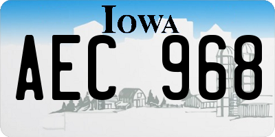 IA license plate AEC968