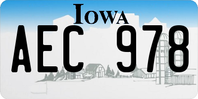 IA license plate AEC978