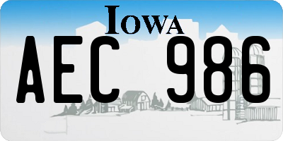 IA license plate AEC986