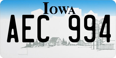 IA license plate AEC994