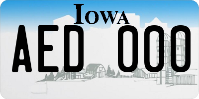 IA license plate AED000