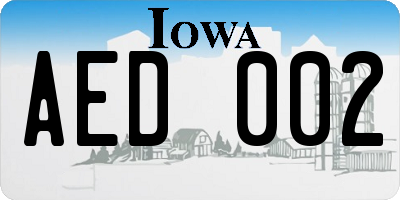 IA license plate AED002