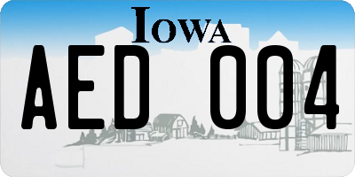 IA license plate AED004