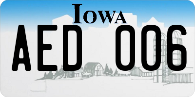 IA license plate AED006