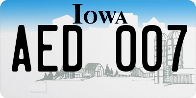 IA license plate AED007