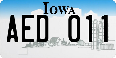IA license plate AED011