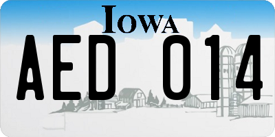 IA license plate AED014