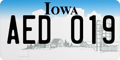 IA license plate AED019