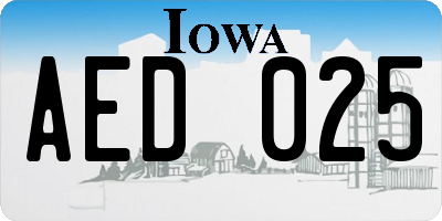 IA license plate AED025