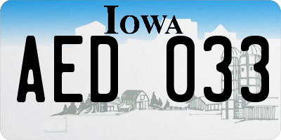 IA license plate AED033