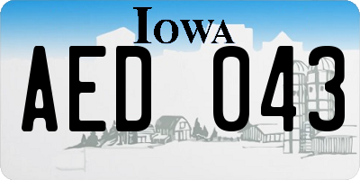 IA license plate AED043