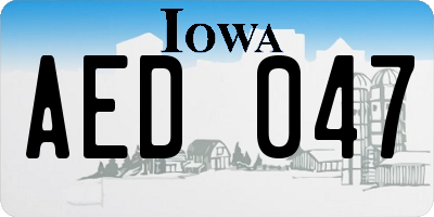IA license plate AED047