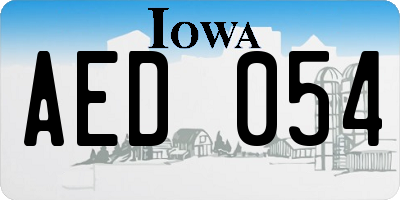 IA license plate AED054