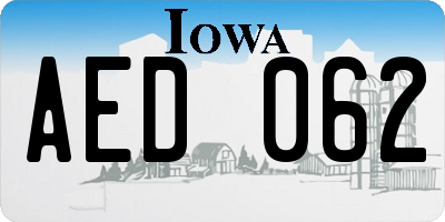 IA license plate AED062