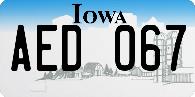 IA license plate AED067