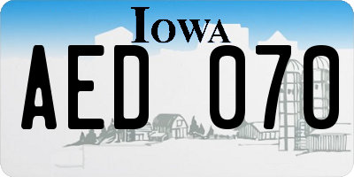 IA license plate AED070