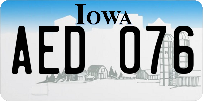 IA license plate AED076