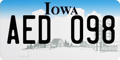 IA license plate AED098