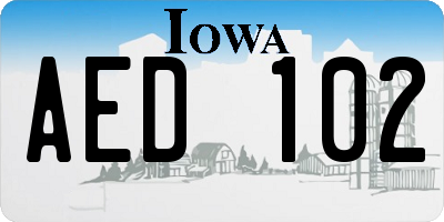 IA license plate AED102