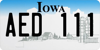 IA license plate AED111