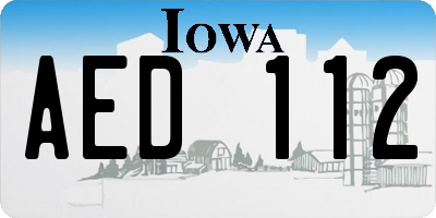 IA license plate AED112