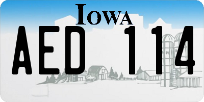 IA license plate AED114