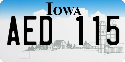 IA license plate AED115