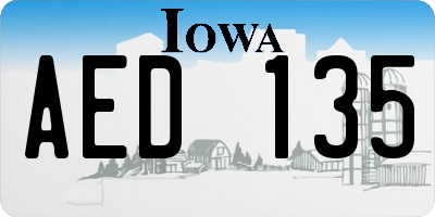 IA license plate AED135