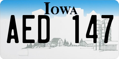 IA license plate AED147