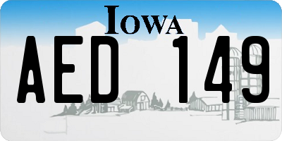 IA license plate AED149