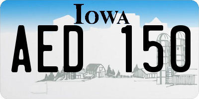 IA license plate AED150
