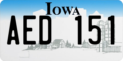 IA license plate AED151
