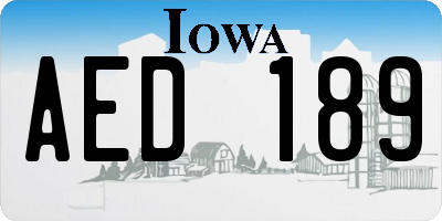 IA license plate AED189