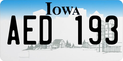 IA license plate AED193