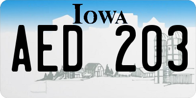IA license plate AED203