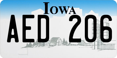 IA license plate AED206