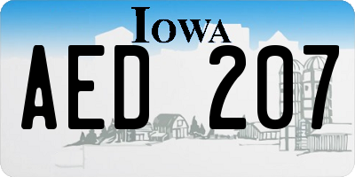 IA license plate AED207
