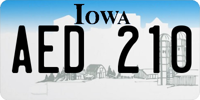 IA license plate AED210