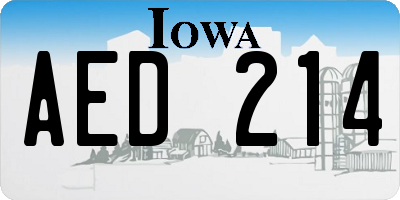 IA license plate AED214
