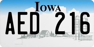 IA license plate AED216