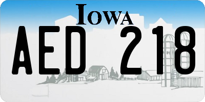 IA license plate AED218