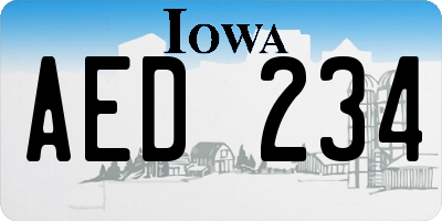 IA license plate AED234