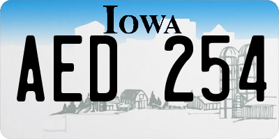 IA license plate AED254